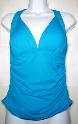 $9.98 • Buy La Blanca TANKINI Swim Top Halter Tie-Back Style Size 8 - TEAL - EUC