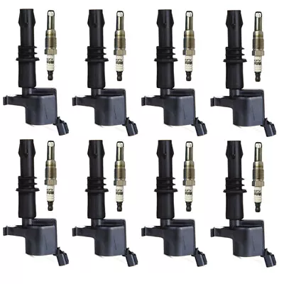 8X Ignition Coils + 8X Spark Plugs For Ford F-150 Expedition Mustang Explorer V8 • $90.11