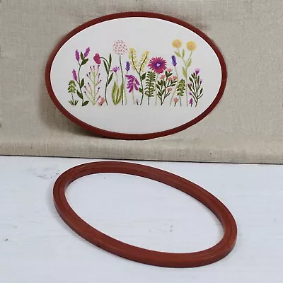 Nurge Embroidery Oval Hoop Wooden Effect Plastic Cross Stitch Screwless Ring • £4.80