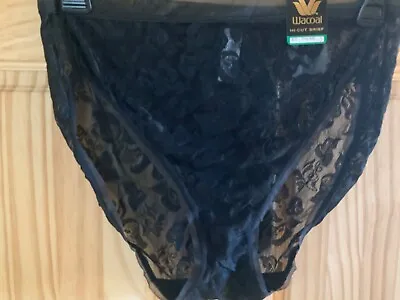 Wacoal Black Sheer High Cut Briefs Size Large • $7