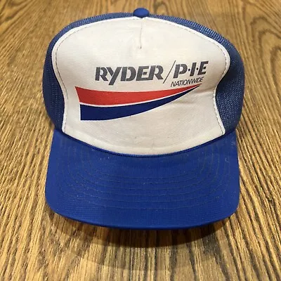 Vintage Ryder Pie Trucker Hat Mesh Cap Nationwide P.I.E. Trucking Company Blue  • $14.39