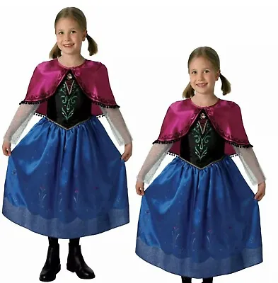 Disney Girls Deluxe Anna Costume Frozen Princess Fairytale Fancy Dress Ages 7-8 • £7.99