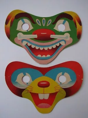 Rare Monster Vintage Halloween Masks - Lot Of 2 Cardboard 1950's - Made In Japan • $25