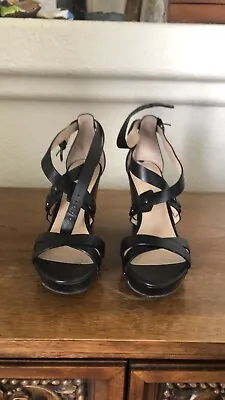 Via Spiga Women’s Size 8.5 Black Leather Wedge Platform Shoes • $32.83