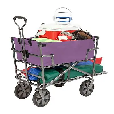 Mac Sports Heavy Duty Steel Double Decker Yard Cart Wagon Purple (Open Box) • $126.05