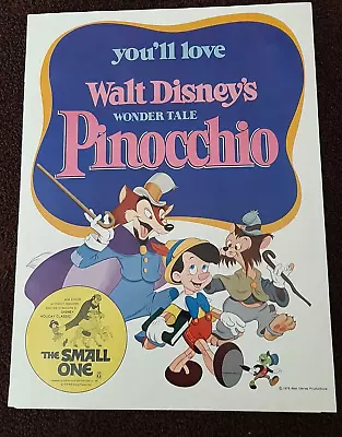 Vintage Walt Disney's Pinocchio Theater Advertising Package 1978 • $24.99