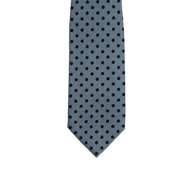 $265 ISAIA NAPOLI Hand-sewn 7 - Fold Tie Blue Wool / Silk DOTS • $99