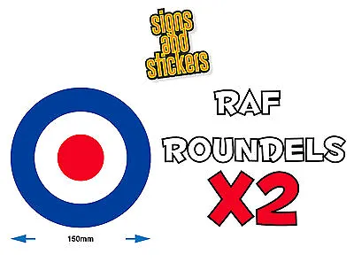 RAF Roundels 150mm Diam Top Quality Stickers Decals Van Car Scooter Mods • £2.99