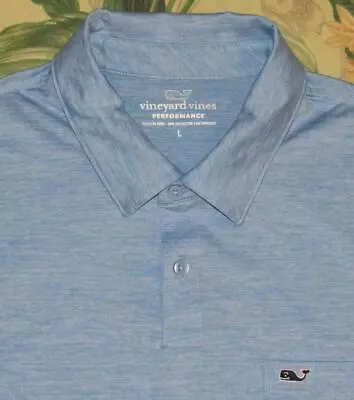 VINEYARD VINES Performance Heathered Blue Short Sleeve Polo Shirt Large • $22.24