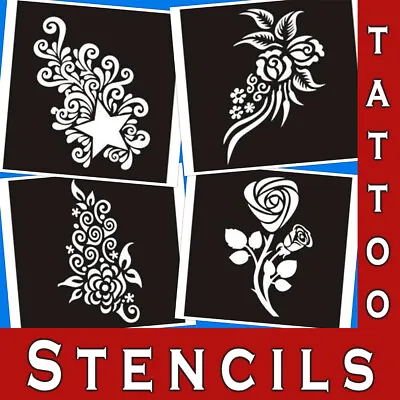 Mehndi Henna Stencil Body Art Template Hand Rose Temporary Tattoo Flower Glitter • £3.30