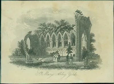 £5 • Buy Victorian Print St Mary's Abbey York M Cows 100x72mm