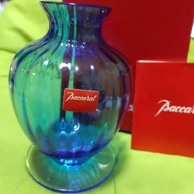BACCARAT France AQUARELLE Crystal Flower Vase H4.4  Interior Art Glass Blue F/S • $264.40