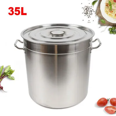 £47.04 • Buy 35L Large Deep Cooking Stock Pot Stainless Steel 201 With Lid - CATERING NEW