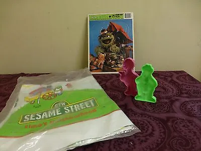 Lot Vintage Seseame Street Items Puzzle Elmos Play Mat  Playdoh Cookie Cutters • $8.99