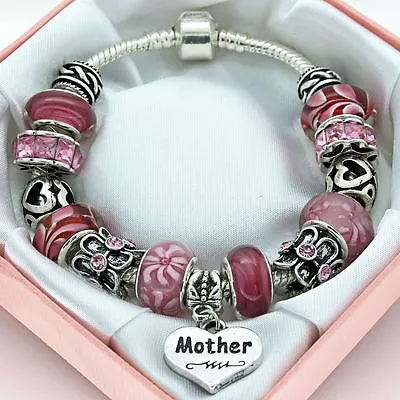 Womens Jewellery PERSONALISED Gifts Pink Bracelet Mum Daughter Sister Nana • £13.95