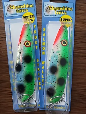 Moonshine Lures 4 3/8  RV Green Goby Mag Super Glow Salmon Spoon • $28