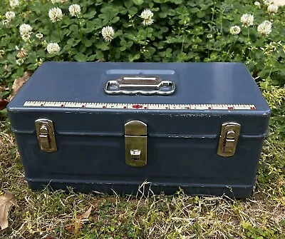 Vintage Blue Fishing Tackle Box W/Tray Climax Hamilton Metal Production Co. Ohio • $49.99