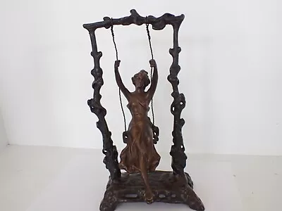 Art Nouveau Auguste Moreau Bronze Sculpture  Girl On Swing  Antique Vintage • $185