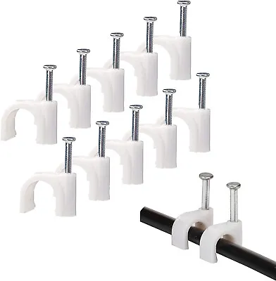 £0.99 • Buy White Round Cable Clips For Wall Mounting Cables 12mm Pack Of 10 20 50 100 200