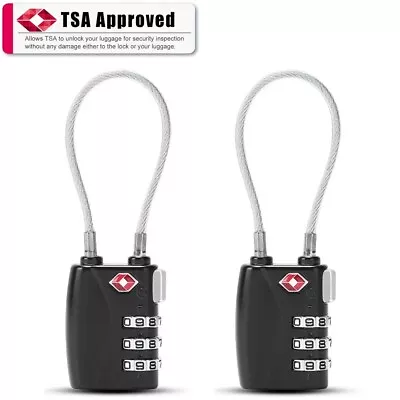 $24.95 • Buy 2 X TSA Approved 3 Digit Combination Suitcase Luggage Flexible Steel Cable Lock