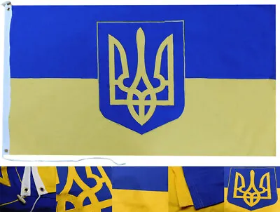 3x5 Embroidered Ukraine Ukrainian Large Trident 5x3 Heavy Duty NYLON 300D Flag • $44.44