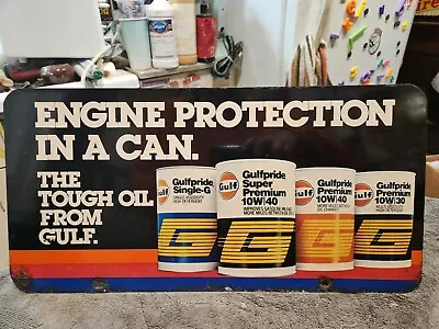 Vintage Original Antique Gas Oil General Store Sign Gulf Oil Rack Nice • $195