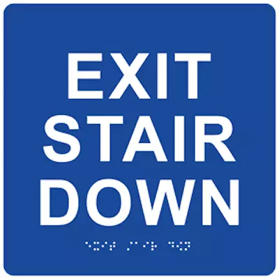 $24 • Buy ADA Compliant EXIT STAIR DOWN With Braille  ,6 X6  , Raised Letters And VHB Tape