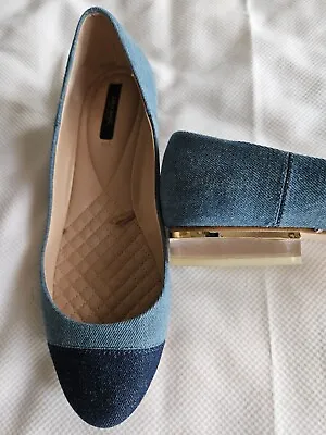 Zara Basic Collection Denim Shoes 9 Acrylic Heel • $35