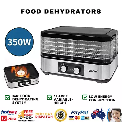 Food Dehydrators Stainless Steel Beef Jerky Maker 5 Trays Fruit Meat Dryer Knob • $81.27