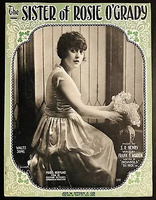 SILENT MOVIE Star MABEL NORMAND Sheet Music SISTER OF ROSIE O'GRADY ~ 1918 Large • $12