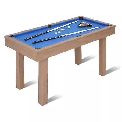 4.5Ft Pool Table Billiard Table Kid Adults Mini Game Table 2 Cue Sticks Blue • $139.99