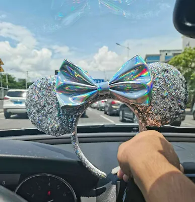 NEW Disney Magic Mirror Silver Metallic Sequin Minnie Mouse Ears Headband • $11.27