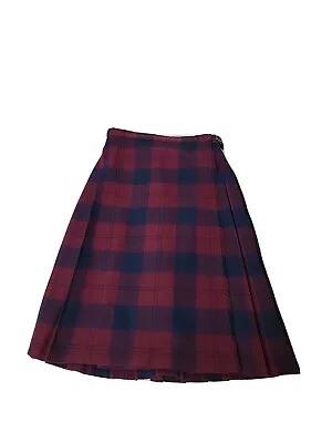 Harrods Tartan Red Plaid Wool Made In England Kilt Skirt  Size 16 • $36.11