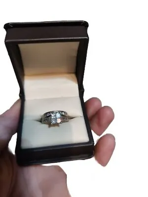 $700 • Buy 14k White Gold 1.52ct Princess Diamond Engagement Ring Wedding Band Set