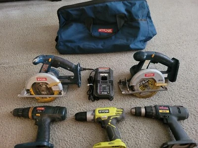 $169.99 • Buy Ryobi 18v Drills Hp1802m P277 Cth1802 Saws P501 R10633 Charger P118 And Bag