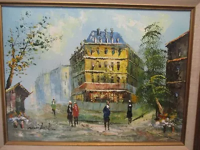 Vintage Mid-century Oil Painting On Canvas Paris Street Scene Signed • $40