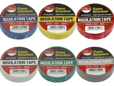 NEW Professional Quality Flame Retardant Insulation Tape 18mm X 25m All Colours • £1