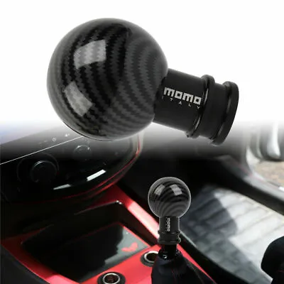 Universal JDM MOMO Carbon Round Ball Aluminum Manual Gear Shift Knob Shifter • $15.88