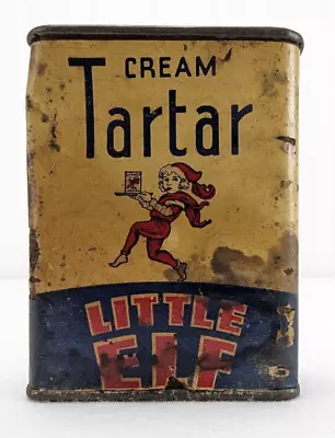 Vintage Little Elf Cream Tartar Metal Tin 2oz Retro Graphics Decor Rare • $21.75