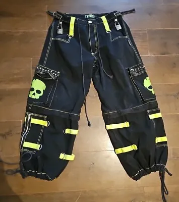 Tripp NYC - Biohazard Bondage Pants W Zip Off Legs To Shorts Black & Neon L • $120