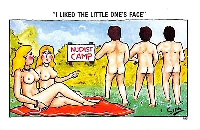 Sapphire Comic Postcard Sin No 195 Nudist Camp Unused Very Good • £3.25