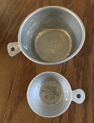 Vintage Aluminum Measuring Cups Lot Of 2- 1 Cup & 1/4 Cup Farmhouse • $14.20