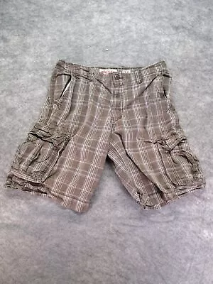 Mossimo Supply Shorts Mens 36 Brown Plaid Cotton Zipup Casual Cargo Classic • $22.97
