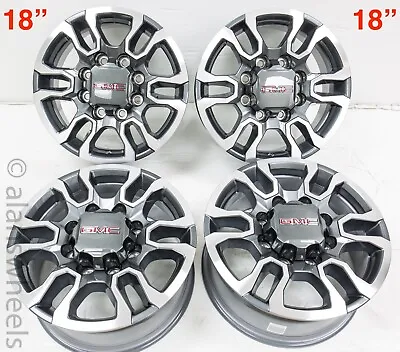 4 New GMC Sierra HD 2500 3500 HD OEM Grey Machined 18  8 Lug Wheels Rims 5949 • $1595