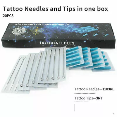 40Pcs Professional Tattoo Needle- (RL+RT) Tattoo Needles And Blue Tips Mixed -AU • $11.99