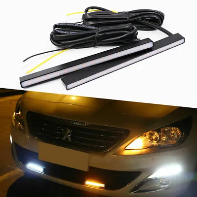 Dual Color Slim LED DRL Daytime Lights Bar W/ Switchback Sequential Turn Signals • $18.39