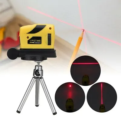 3D Laser Level Leveling Point Line Cross Horizontal Vertical With Tripod Measure • £14.99