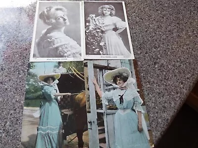 4 X Edwardian Actresses Postcards 2 Coloured 2 Black And White • £2
