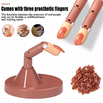 Nail Beauty Practice Fingers False Fake Hand Model Nails Art Training Kit+Base • £6.48