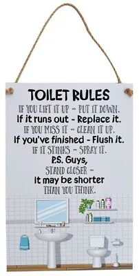 Toilet Rules Funny Sign Plaque • $21.95